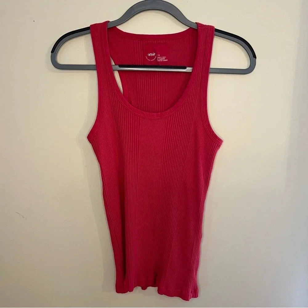 👟2/$20👟AERIE Berry Ribbed Scoop Neck Tank Top M